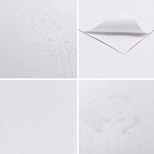 Abyssaly White Wallpaper 24 in X 196 in White Wood Self Adhesive Paper Decorative Film for Real Wood Grain Touch Easy to Clean Thicken Covers The Surface Renovate Home Decoration