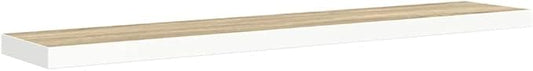 Modern Floating Wall Shelf Oak White Honeycomb MDF with Metal Bracket for Living Room Storage, Invisible Mounting System, Durable Engineered Wood Display Shelf for Books