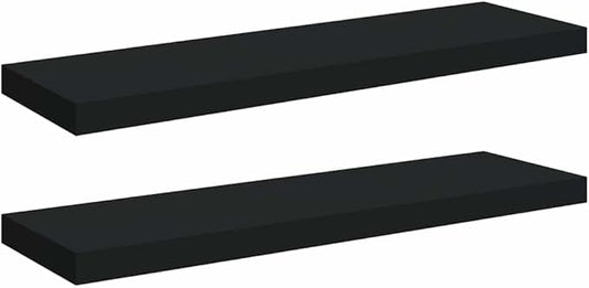 Black Honeycomb Floating Wall Shelf Set of 2, MDF and Metal Modern Shelves for Home Decor, 31.5 Inch with Matte Finish for Living Room Office