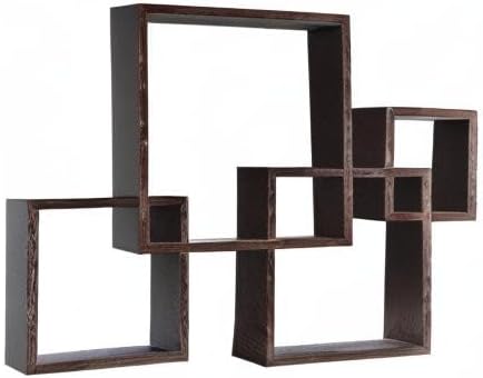 Danya B. Decorative Wall Mount Floating Intersecting Cube Accent Wall Shelf (Black)