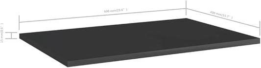 8-Piece Wall Mounted Floating Shelves Set, High Gloss Black Engineered Wood Shelving Unit for Living Room, Bedroom, Kitchen Storage and Wall Decor