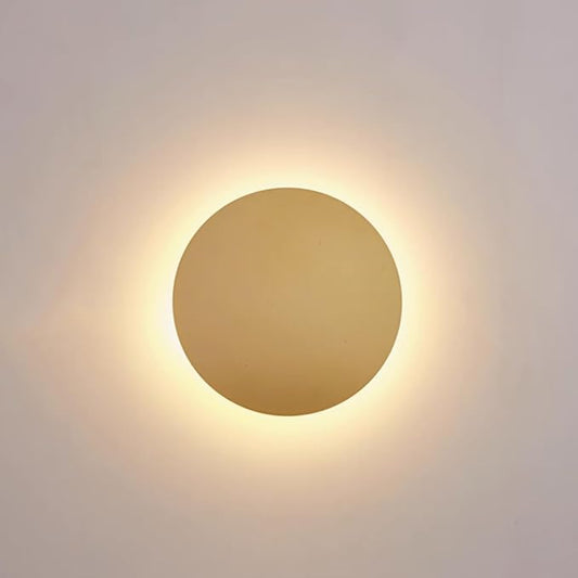 Gold Modern Wall Sconce Round Disc Sconces Wall Lighting Metal Circular Stairwell Lighting 3000K Warm LED Wall Lights for Living Room Bedroom Stairway - 8"