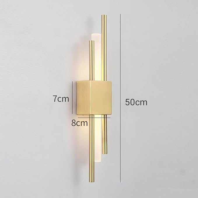 LED Linear Wall Sconce Lighting Modern Wall Lamp Indoor Wall Wash Light 10W 3 Color Mode Wall Mounted Lamps Hardwired Vanity Sconces for Living Room Bedroom Hallway (Color : Gold, Size : Ri