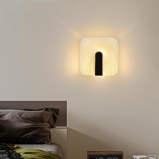Acrylic Wall Lamp Modern Bedroom Bedside Lamp Minimalist Corridor Aisle Stair Light Study Living Room Background Wall Sconces Indoor Decoration (Square)