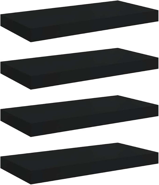 Wall Shelf Set of 4 Black Honeycomb MDF with Metal Wall Mounting, Floating Shelves for Modern Decor, Minimalist Display Storage for Books and Collectibles, Easy Installation,