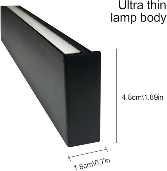 Modern LED Black Linear Wall Sconce - Minimalist Wall Washer Light Fixture for Bedroom, Hallway, Office, and Living Room (40cm, 6000K)