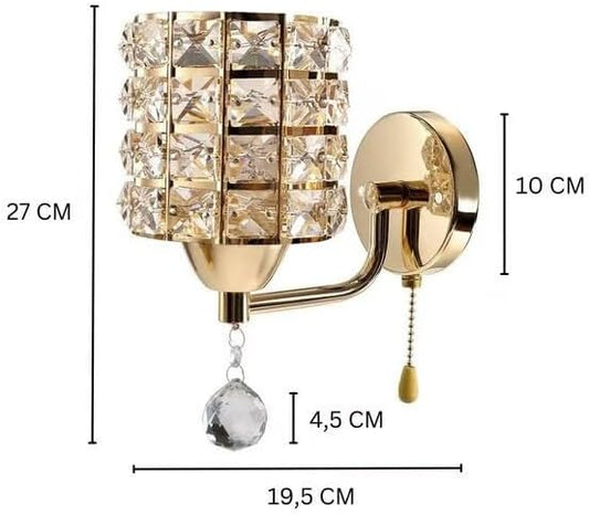 Modern Luxury Gold Crystal Wall Sconces Set of 2, Hardwired Lights Standard E26 Socket Decorative Light Fixture for Bedroom, Living Room, Hallway -Bulbs NOT Included Professional Installation Required