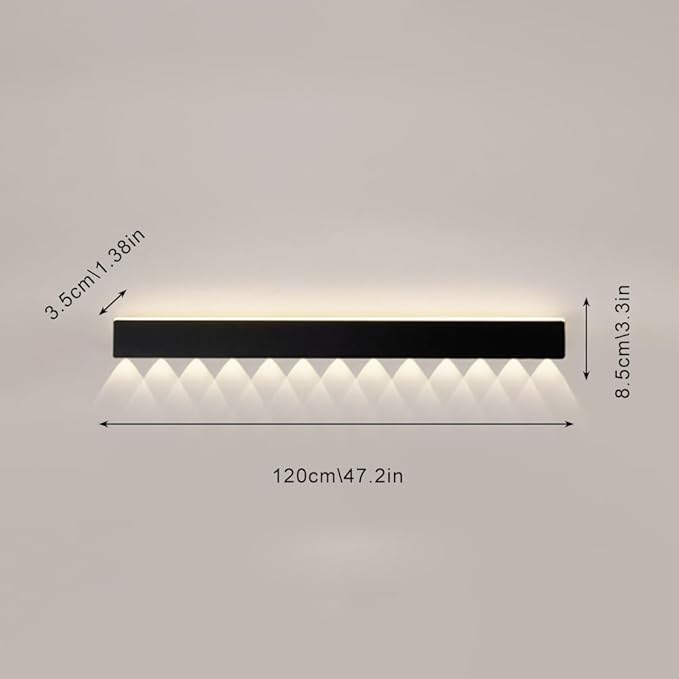 Black Long Strip Wall Light, Ultra-Thin Metal Wall Sconce, Modern LED Wall Lamp with Mini Spotlight, Up and Down Lighting Wall Lights, 3000K Warm Light Decorative Wall Lamp Fixture