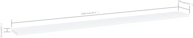 Set of 8 Floating Shelves for Wall, 39.4 Inch Long Wall Mounted Display Ledges, Modern Engineered Wood Bookshelves for Living Room, Office, White