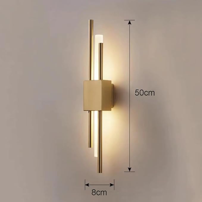 LED Linear Wall Sconce Lighting Modern Wall Lamp Indoor Wall Wash Light 10W 3 Color Mode Wall Mounted Lamps Hardwired Vanity Sconces for Living Room Bedroom Hallway (Color : Gold, Size : Le