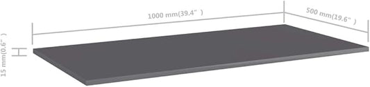 Set of 4 Wall Mounted Floating Shelves, 39.4x19.7 Inch Modern High Gloss Gray Engineered Wood Bookshelves for Living Room Bedroom Storage Display