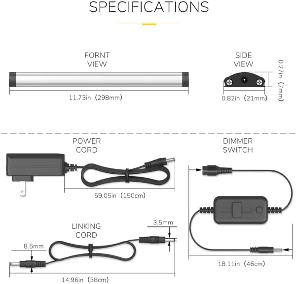 GETINLIGHT 12-inch Plug-in LED Under Counter Lights for Kitchen, Soft White 3000K, Pack of 6, IN-0110-26-SN