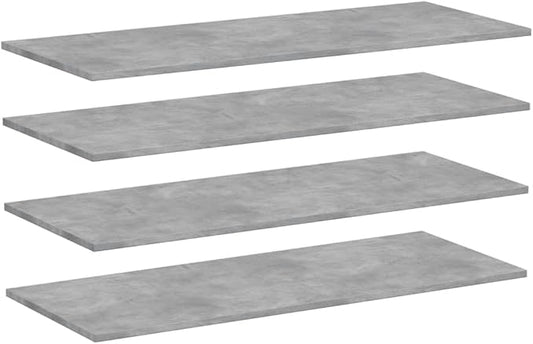 Set of 4 Floating Wall Shelves, Concrete Grey Engineered Wood Decorative Display Ledges, Modern Minimalist Storage Shelves for Living Room, Bedroom, and Home Office