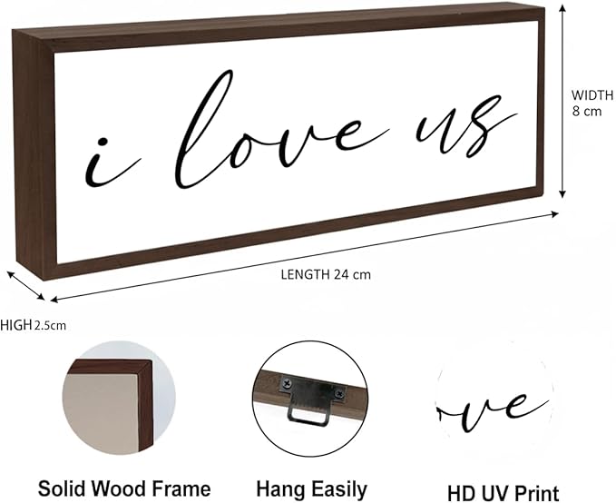 Inspirational Signs, Decorative Wooden Wall Plaque, Rustic Home Decor, Family Room Decors, Cafe Bar Garage Decor, Housewarming Gift, I Love Us Sign 17.8x4x1.2 inches