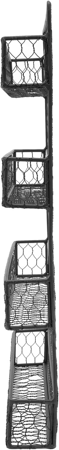 4-Tier Spice Rack Wall Mounted Kitchen Spices Organizer Space Saving Modern Hanging Organize Shelf for Spices, Herbs, and Condiments, Black