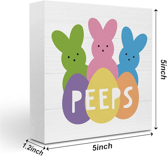 Easter Decorations Indoor Easter Party Decorations Farmhouse Easter Peeps Bunny Rabbit Egg Sign for Home Room Badroom Bathroom Office Table Mantle Desk Decor