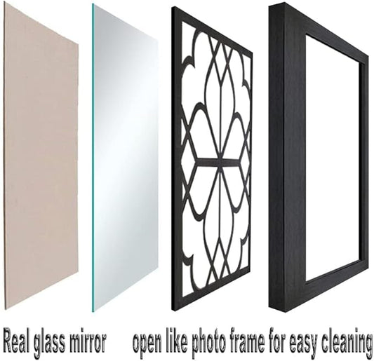 Wocred Set of 4 Mirrors Square Wall Mirror,Gorgeous Rustic Farmhouse Accent Mirror,Black Entry Mirror for Bathroom Renovation,Bedrooms,Living Rooms and More(12”x12”4pcs)