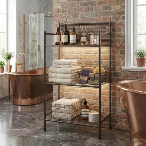 Bath Bliss 3 Tier Storage Shelf | Freestanding | Dimensions: 17.3"x 10.6"x 35.8 | Free Standing | Rust Resistant | Bathroom Storage | Easy to Assemble