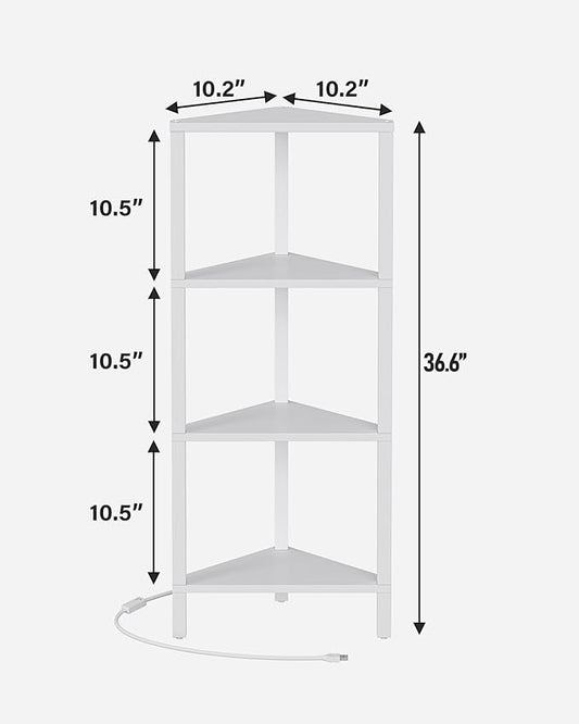 TUTOTAK Corner Shelf, 4-Tier Corner Bookshelf for Small Space, Narrow Display Corner Shelf Stand with Storage Rack, for Living Room, Bedroom, White BS05BW004L