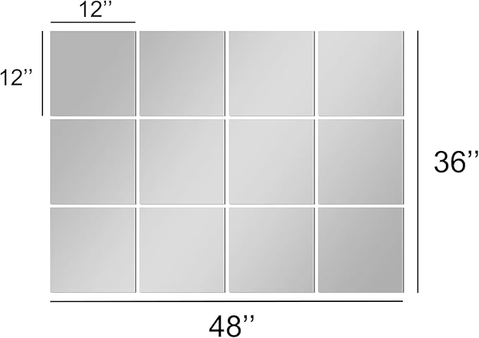 Home Gym Mirror Tiles for Wall, 12"x12"x12PCS Full Length Home Gym Workout Mirror for Garage, Bedroom, Living Room, Over The Door