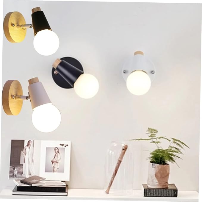 jojofuny Modern Minimalist Wall Lamp E27 Sconce for Bedroom and Hallway Solid Wood Design No Light Bulb Included for Loft and Decorative Lighting