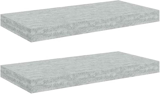 Concrete Grey Honeycomb MDF Metal Floating Wall Shelf Set of 2 for Living Room Office Display Storage