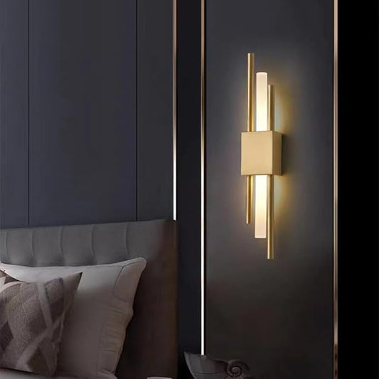 LED Linear Wall Sconce Lighting Modern Wall Lamp Indoor Wall Wash Light 10W 3 Color Mode Wall Mounted Lamps Hardwired Vanity Sconces for Living Room Bedroom Hallway (Color : Gold, Size : Le