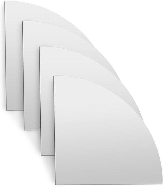 Americanflat Adhesive Mirror Tiles - Set of 4 Quarters Circle Mirrors for Wall and Home Decor - Peel and Stick Mirrors - Modern Glass Mirror for Bathroom, Bedroom, Living Room