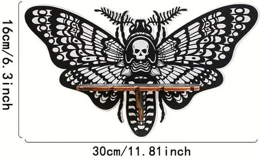 Corner Shelf Wall Corner Shelf Crystal Display with Butterfly Moth Shape, Wooden Wall Mounted Shelf Floating Shelves for Bathroom Kitchen Office Living Room, Women Aesthetic Witchy Gift (A)