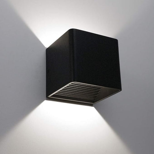 Aipsun Square Matte 10W LED COB Modern Up and Down Wall Light Indoor Wall Mount Sconce Pathway Staircase Bedroom Reading Living Room Balcony Home Lighting Fixture(Black, White 4000K)