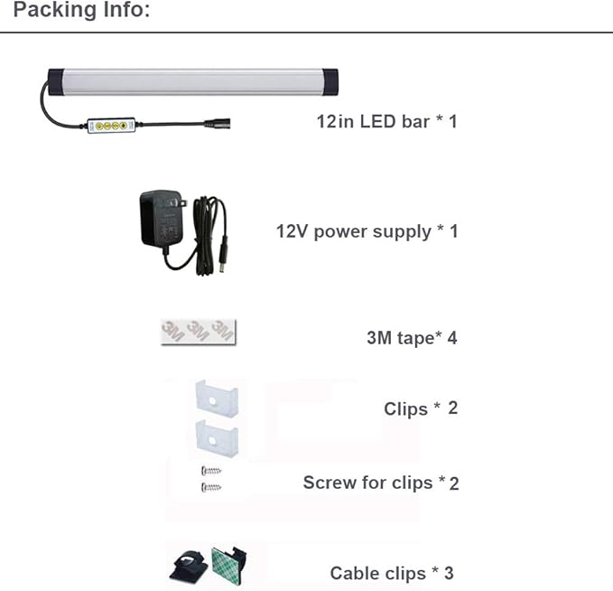 Dimmable Under Cabinet Lighting, RGB LED Light Bar, Inline Control Lamp, Multicolor Under Counter Lights for Desk, Room, Cupboard, Hallway, Shelf, Closet (12 Inch)