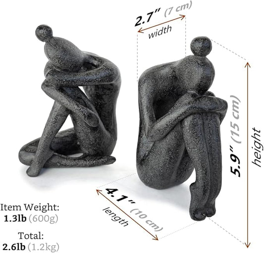 Ambipolar Yoga-Style Black Decorative Bookends, Resin Book Stand to Hold Books Heavy Duty, Book Stoppers for Home Decor, Office Desk, Living Room Decor. Black. Book Ends for Shelf