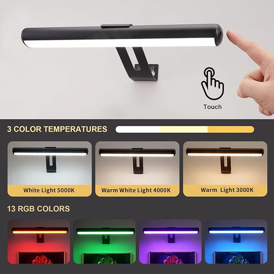Picture Light Battery Operated, Picture Lights for Wall, Wireless Picture Light for Paintings, 48 LED, 16 Color Changing, Dartboard Light with 2 Base for Art-Black