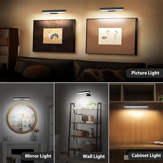 2PACK Picture Light LED Battery Operated Wall Light for Paintings,Wireless Dimmable Frame Light with Remote,3 Lighting Display Art Light Magnetic Timer Lights for Artwork Portrait Dartboard Wall Decor