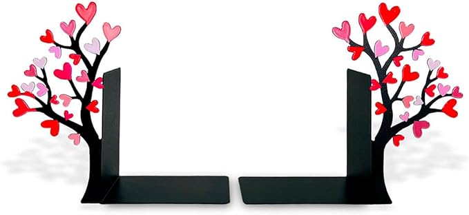 Book Holder Tree with Flowered Heart – Romantic Bookend Tree of Life – Geguton