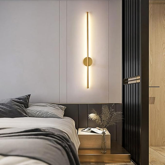 Nordic LED Linear Wall Sconce - Minimalist Aluminum Light for Living Room, Bedroom, and More(Glod,100cm)
