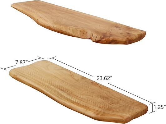 WELLAND 24 Inch Cedar Natural Edge Floating Shelf Set of 2 Rustic Solid Cedar Wood Floating Shelves Wall Mounted for Living Room, Bedroom, Kitchen, Bathroom, Home Office, Entryway
