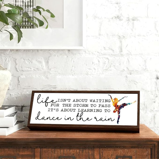 Life isn't about Waiting for the Storm to Pass Sign, Motivational Wood Decor, Positive Home Office Decor, Bedroom Decoration for Girls, Cubicle Office Wood Decoration