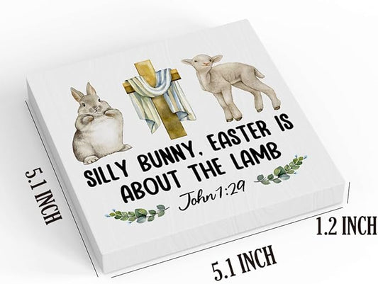Religious Easter Decorations Christian Easter Decor Rustic John 1:29 Spring Decor Bible Verse Wooden Box Sign for Home Office Bedroom Living Room Desk Shelves