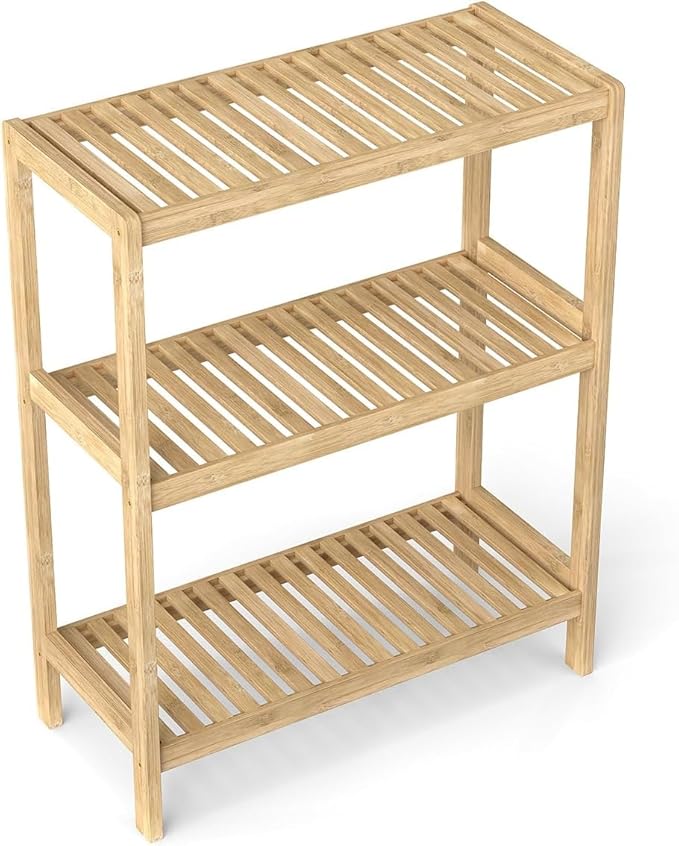 Bamboo Shelf Bathroom 3-Tier Storage Shelves Stand Rack Multifunctional Shelving for Bedroom Kitchen Living Room
