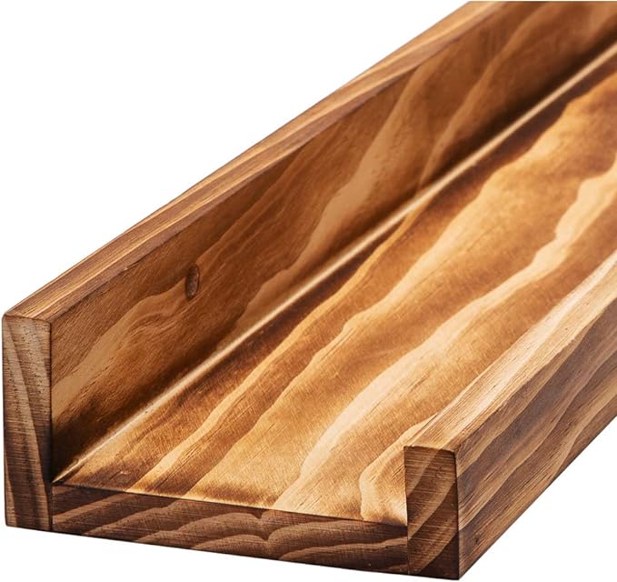 AZSKY Rustic Wood Floating Shelves for Nursery Books Long Wall Bookshelf Photo Picture Ledge Shelf with Lip Wall Shelf for Kids Bedroom Bathroom Living Room Office Frames 36 Inches Set of 2