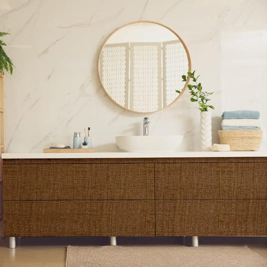 Yancorp 16"x394" Textured Fabric Faux Grasscloth Peel and Stick Wallpaper Self-Adhesive Linen Removable Wall Paper Cabinets Counter Top Liners