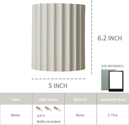 LightInTheBox Modern LED Wall Sconce Minimalist Resin Wall Light Nordic Style Half-Cylinder Tree Root Desgin Up and Down Light for Stairs Hallway Bedroom (White)