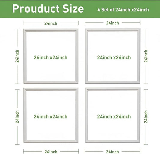 Peel and Stick Wall Molding, 4 Set 24" x 24" Premade Wainscoting Panels, Ready-to-Assemble Wall Accent Kit, Paintable Molding Trim Decor for Living Room Bedroom Hallway Kitchen Island