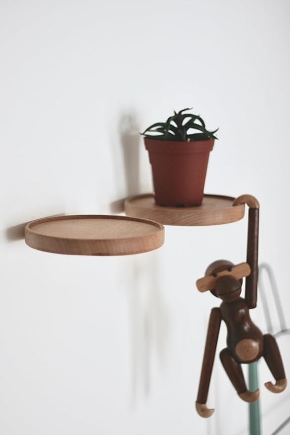 Set of 3 Modern Beechwood Floating Shelves, Round, 5.9 x 0.82 Inch, Oil Rubbed Finish, Wall Mounted, Holds Up to 15kg Each