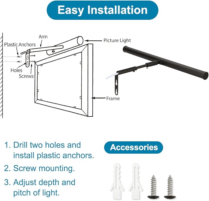 Plug in LED Picture Lights for Paintings, 16inch 3000K Adjustable Art Light Gallery LED Wall Light Wall Sconces for Display Art Work, Oil Rubbed Bronze Finish, 6W CRI90+, ETL