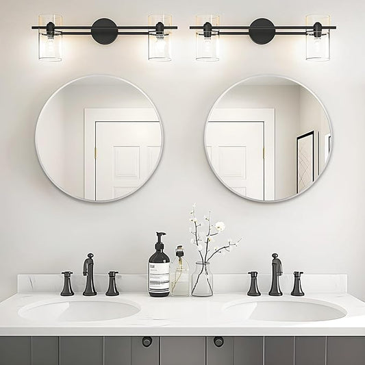 Fabuday Silver Circle Mirror for Wall 22 inch - Round Mirror for Bathroom, Entryway, Living Room, Hallway, Bedroom Decor, Small Chrome Frame Mirrors