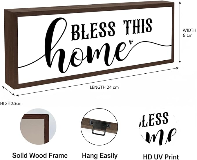 Bless This Home Sign, Positive Home Decor, Religious Artwork for Tabletop Decor, Farmhouse Wall Decoration, Living Room Desktop Decors, Housewarming Gift for House Owner