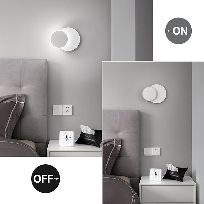 Modern LED White Wall Sconces Set of Two Acrylic Wall Lights Lighting Fixture 6000K White Light 8W Dimmable Wall Lamp Round Sconces Wall Lighting for Indoor Bedroom Bedside Hallway