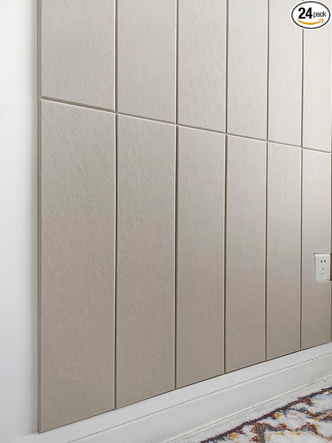 Shiplap Felt Wall Panels for Interior Wall Decor, Accent Wall Paneling for Bedroom Living Room & Office, Peel and Stick, Sound Absorbing – 24 Pack Felt Wall Tiles with Adhesive - Light Camel